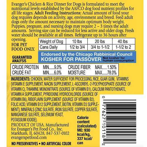 Evanger's Classic Recipes Chicken & Rice Dinner for Dogs 12.5oz 2.webp