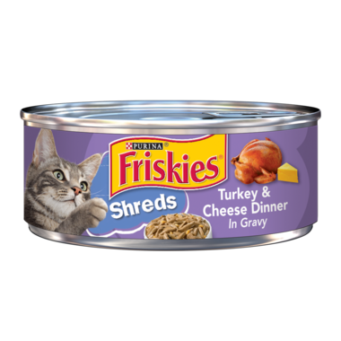 Friskies Wet Cat Food Tin - Turkey & Cheese Shreds