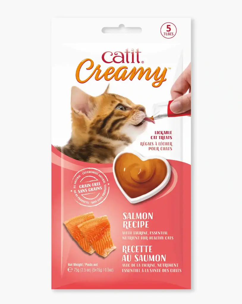 Catit Creamy Lickable Treats - Salmon Recipe (5 Tubes)