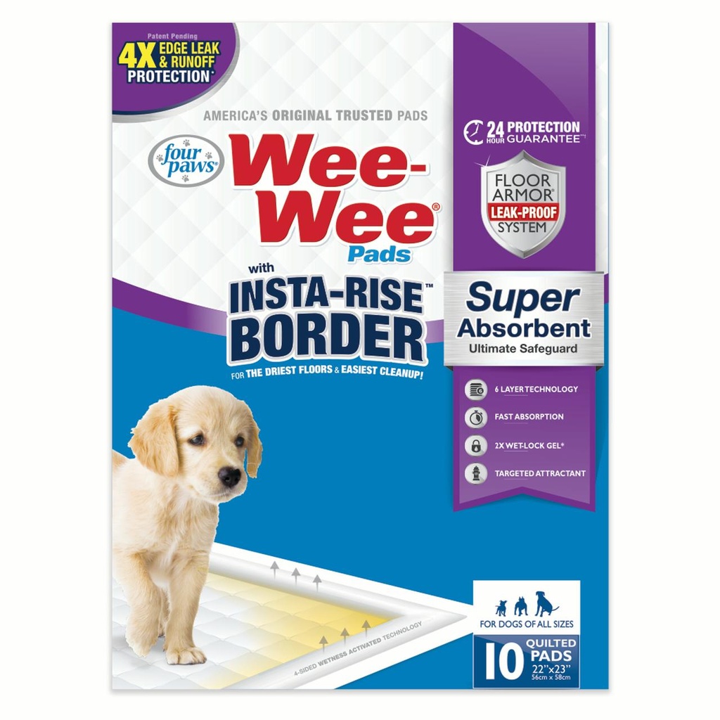 Wee-Wee Insta-Rise Border Pads 22"x23" - 10 count
