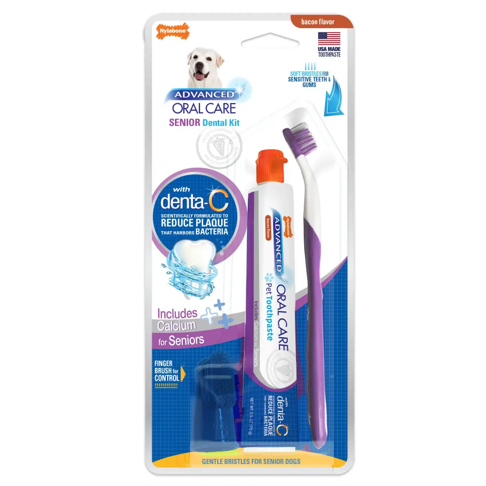 Nylabone Advanced Oral Care Senior Dog Dental Kit - Bacon Flavour