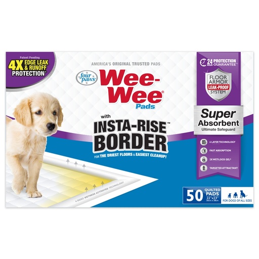 Wee-Wee Insta-Rise Border Pads 22"x23" - 50 count