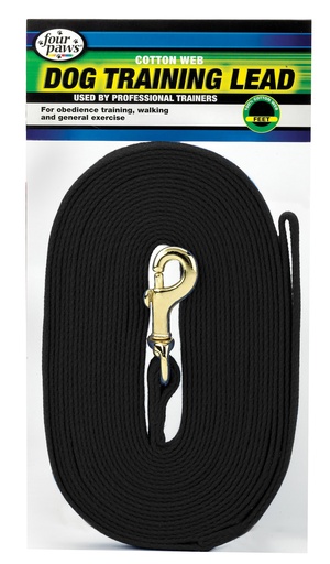 Four Paws- Cotton Web Leash Black 10Ft